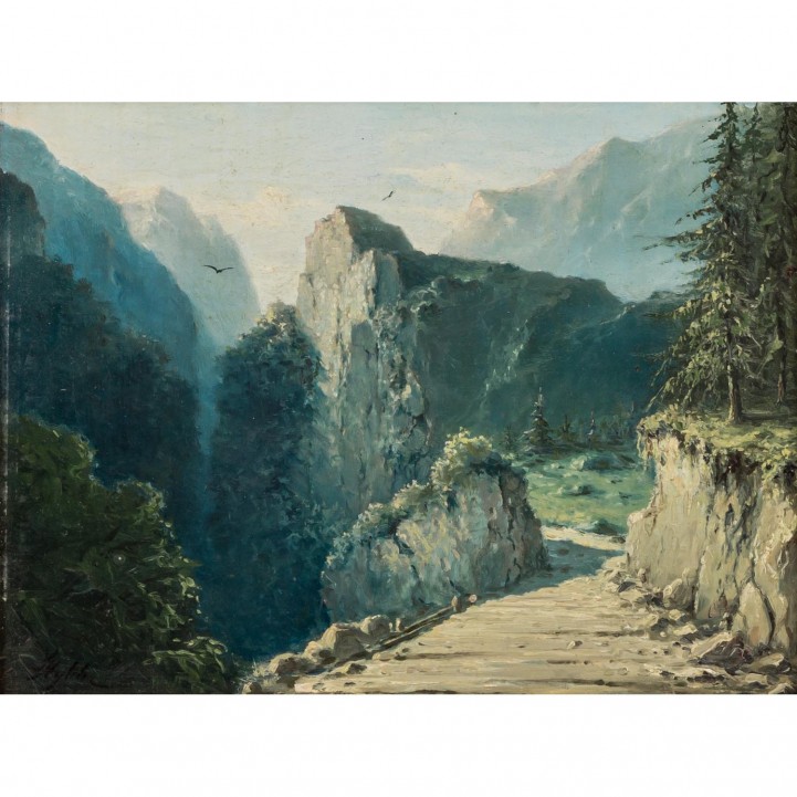 HYBLER, STANISLAV (geb. 1924), "Weg im Hochgebirge am Rand der Schlucht", 