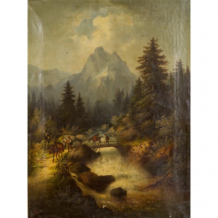 BÖHM, C. (Maler 19. Jh.), "Hirten im Gebirge", 