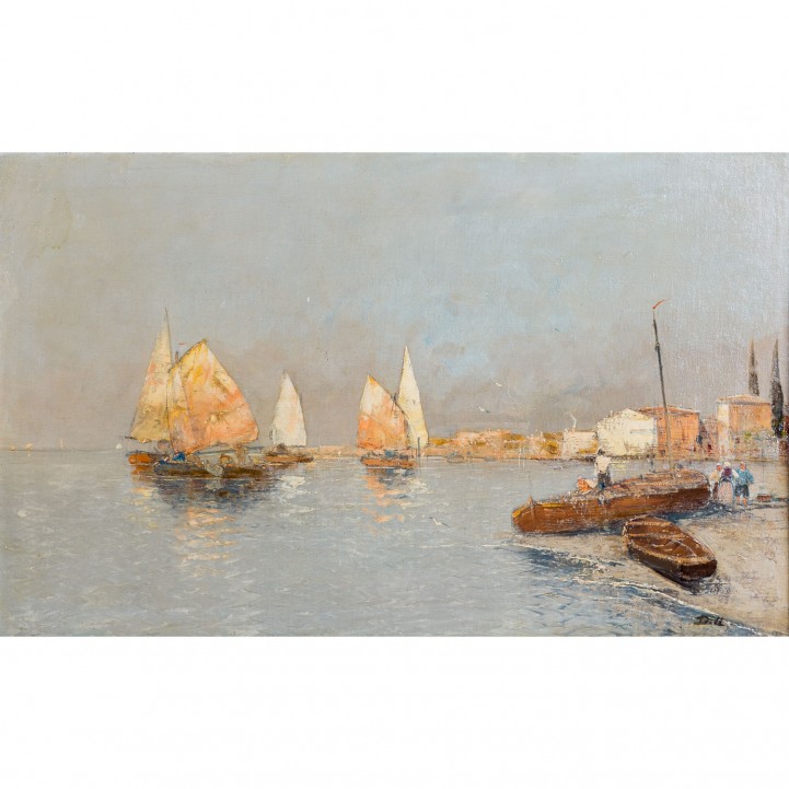 DILL, Ludwig, ATTRIBUIERT (1848-1940), "Segler vor Chioggia bei Venedig", 