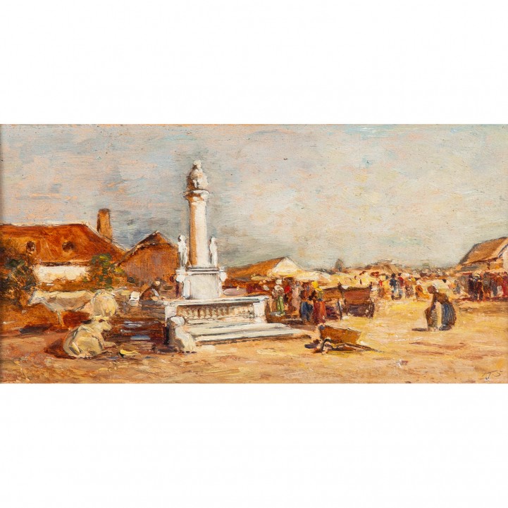 SCHREDER, KARL (1863-1924), 'Viehmarkt am Brunnen',  