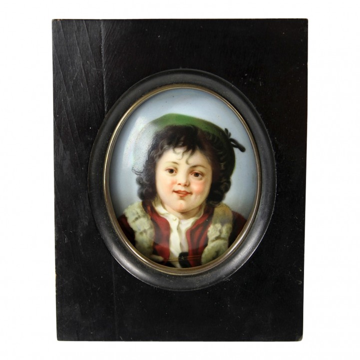 Kinderportrait-Miniatur auf Porzellan, wohl 1. H. 20. Jh. 