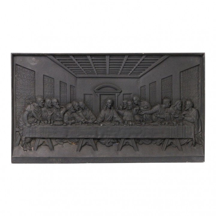 Gusseiserne Ofenplatte - Kaminbild nach Leonardo da Vincis Abendmahl, 