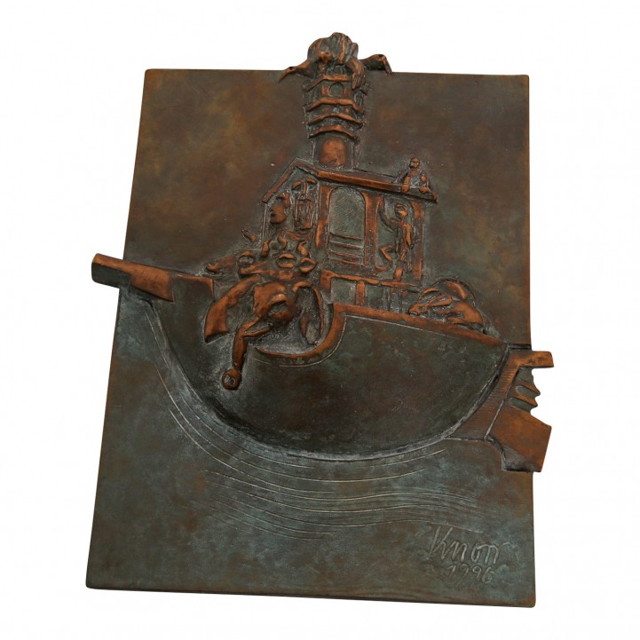 KNORR, WOLFGANG (geb. 1945), Bronzerelief "Arche Noah", 