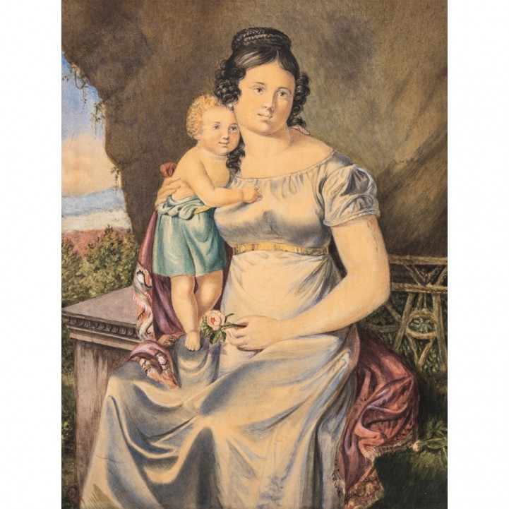 DEIKER, FRIEDRICH, attr. (Hanau 1792-1843 Wetzlar), "Mutter mit Kind", 