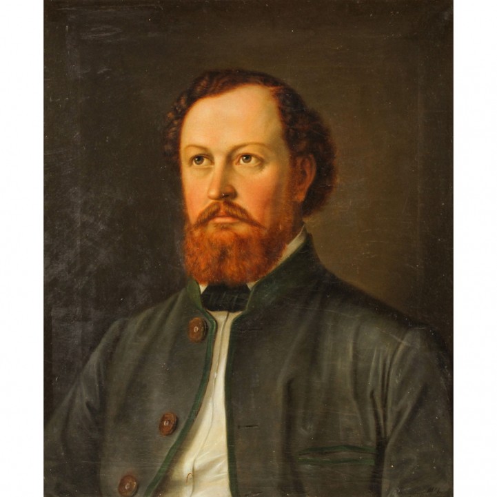JACOB, M. (Maler 19. Jh), "Portrait eines Jägers", 